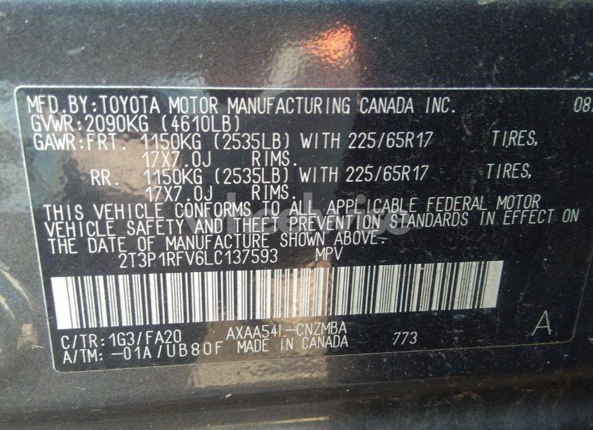 Photo 9 of 2020 Toyota Rav4 XLE (VIN 2T3P1RFV6LC137593)