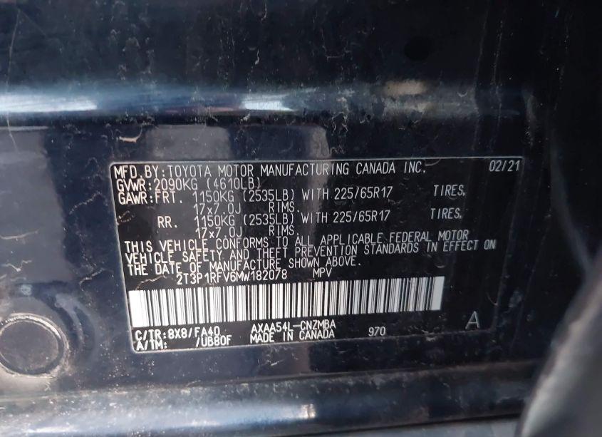 Photo 9 of 2021 Toyota Rav4 XLE (VIN 2T3P1RFV6MW182078)