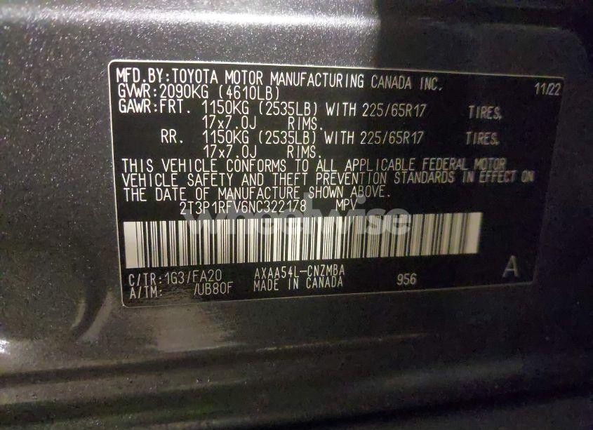 Photo 9 of 2022 Toyota Rav4 XLE (VIN 2T3P1RFV6NC322178)