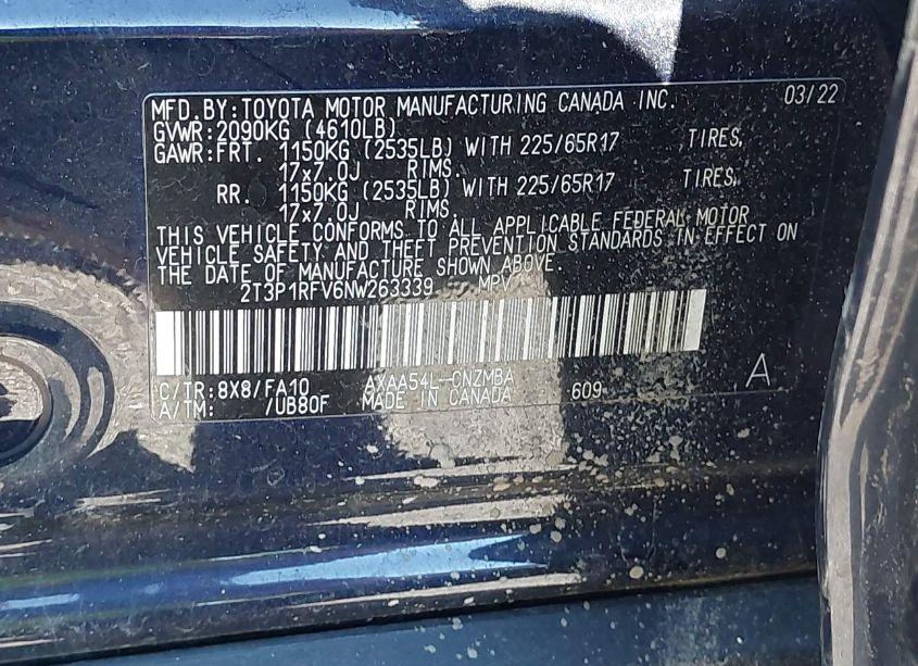 Photo 9 of 2022 Toyota Rav4 XLE (VIN 2T3P1RFV6NW263339)