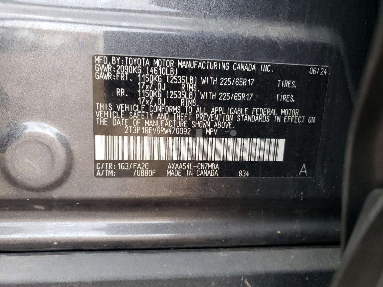 Photo 12 of 2024 TOYOTA RAV4 XLE (VIN 2T3P1RFV6RW470092)