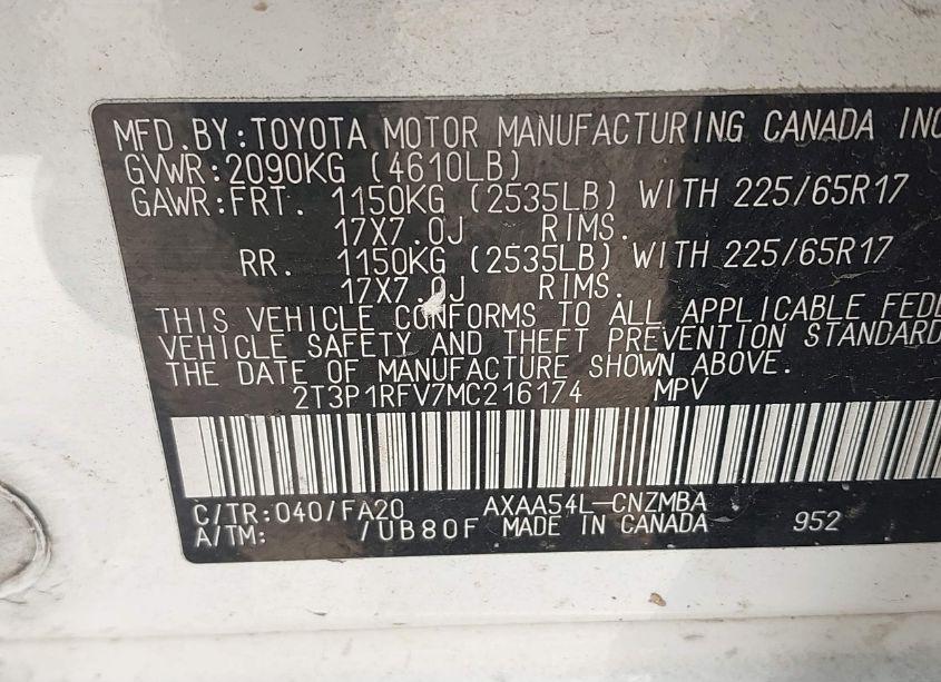 Photo 9 of 2021 Toyota Rav4 XLE (VIN 2T3P1RFV7MC216174)