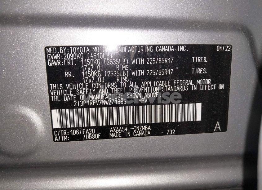 Photo 9 of 2022 Toyota Rav4 XLE (VIN 2T3P1RFV7NW271885)