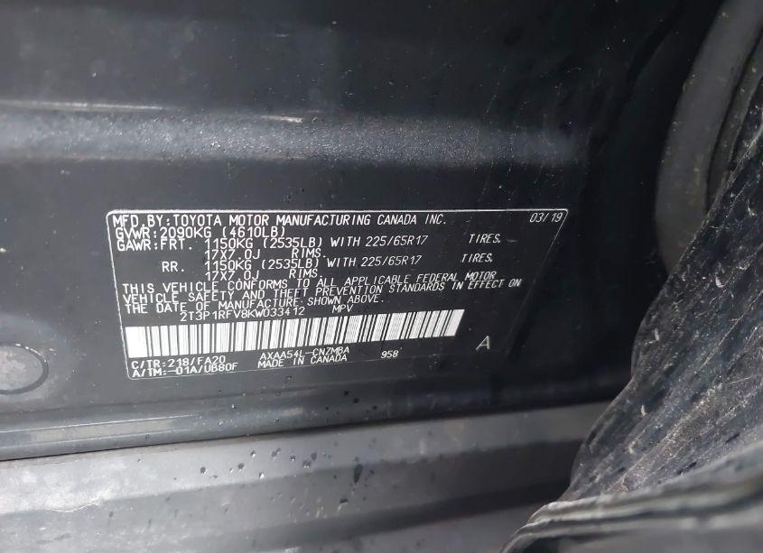 Photo 9 of 2019 Toyota Rav4 XLE (VIN 2T3P1RFV8KW033412)