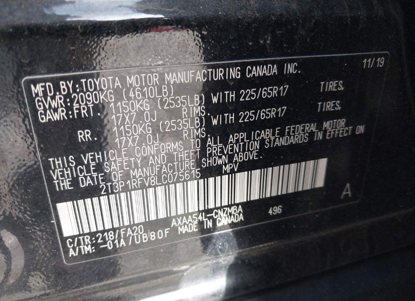 Photo 9 of 2020 Toyota Rav4 XLE (VIN 2T3P1RFV8LC075615)