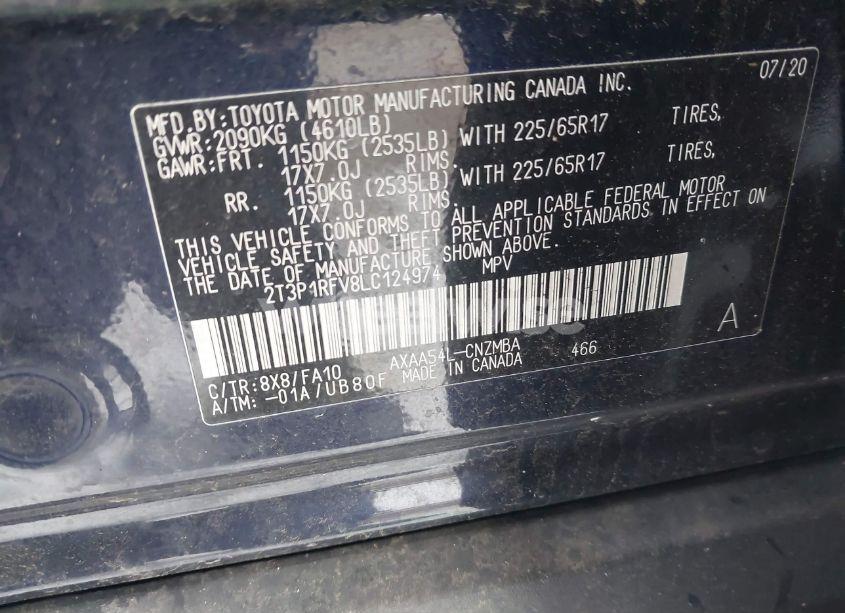 Photo 9 of 2020 Toyota Rav4 XLE (VIN 2T3P1RFV8LC124974)