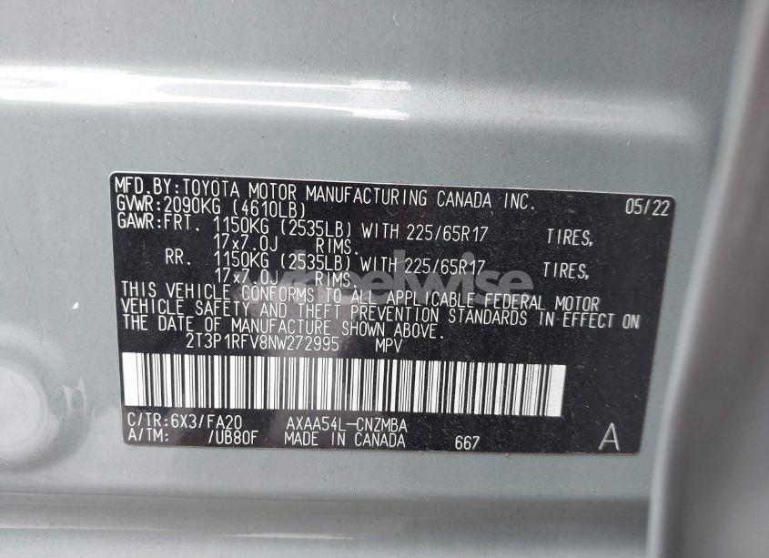 Photo 9 of 2022 Toyota Rav4 XLE (VIN 2T3P1RFV8NW272995)