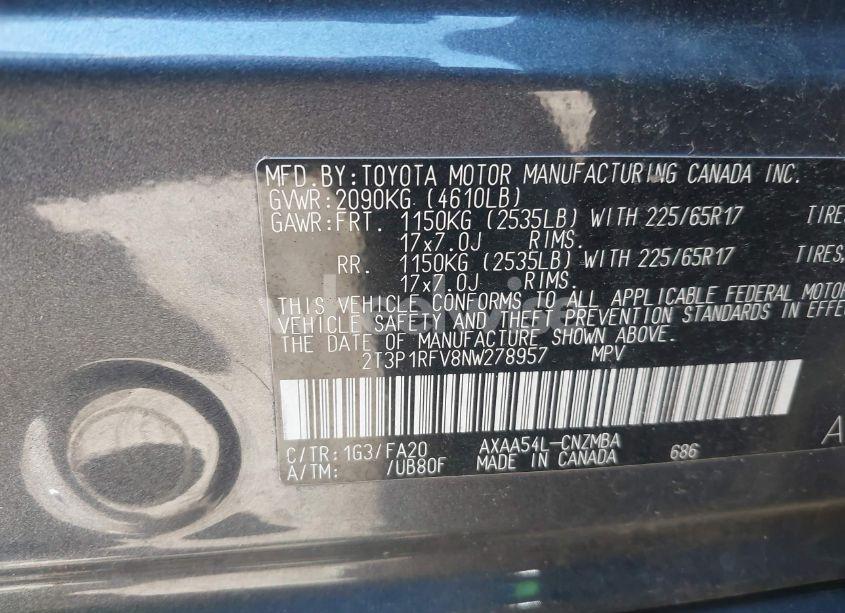 Photo 9 of 2022 Toyota Rav4 XLE (VIN 2T3P1RFV8NW278957)