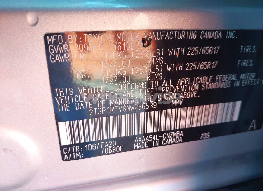 Photo 9 of 2022 Toyota Rav4 XLE (VIN 2T3P1RFV8NW286539)