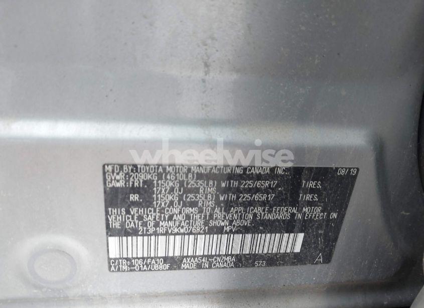 Photo 9 of 2019 Toyota Rav4 XLE (VIN 2T3P1RFV9KW076821)