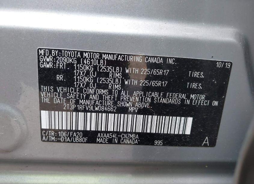 Photo 9 of 2020 Toyota Rav4 XLE (VIN 2T3P1RFV9LW084662)