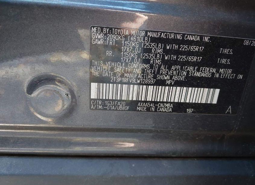 Photo 9 of 2020 Toyota Rav4 XLE (VIN 2T3P1RFV9LW128997)
