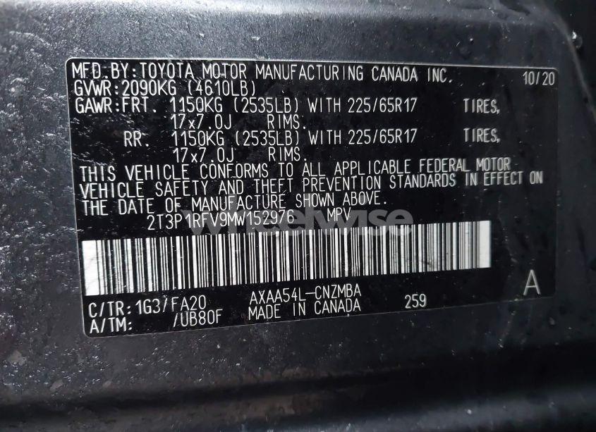 Photo 9 of 2021 Toyota Rav4 XLE (VIN 2T3P1RFV9MW152976)