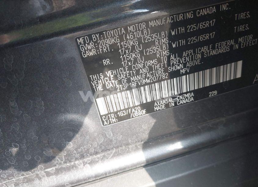 Photo 9 of 2021 Toyota Rav4 XLE (VIN 2T3P1RFV9MW207782)