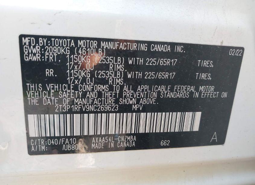 Photo 9 of 2022 Toyota Rav4 XLE (VIN 2T3P1RFV9NC269623)