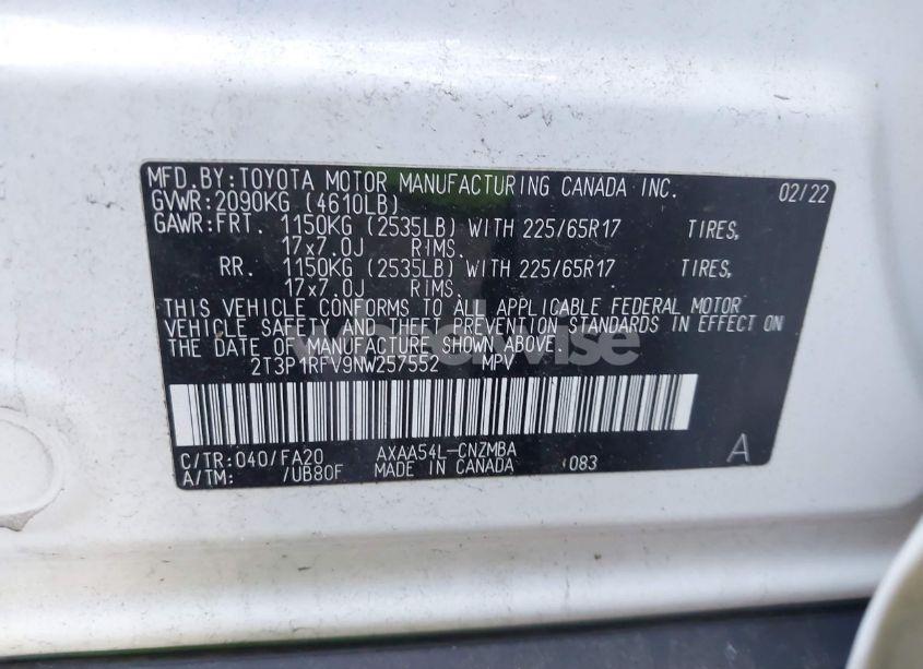 Photo 9 of 2022 Toyota Rav4 XLE (VIN 2T3P1RFV9NW257552)