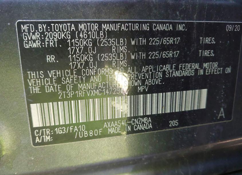 Photo 9 of 2021 Toyota Rav4 XLE (VIN 2T3P1RFVXMC147254)