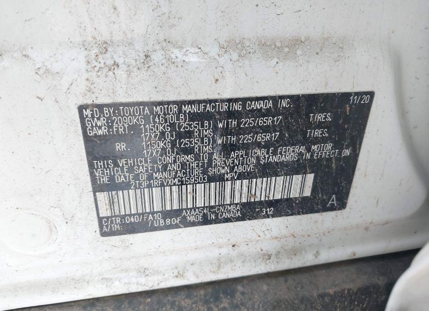 Photo 9 of 2021 Toyota Rav4 XLE (VIN 2T3P1RFVXMC159503)