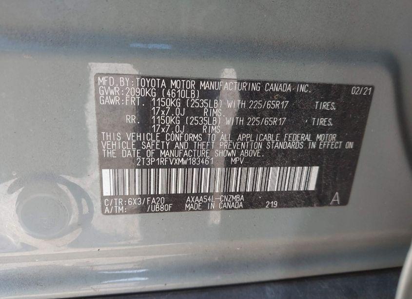 Photo 9 of 2021 Toyota Rav4 XLE (VIN 2T3P1RFVXMW183461)