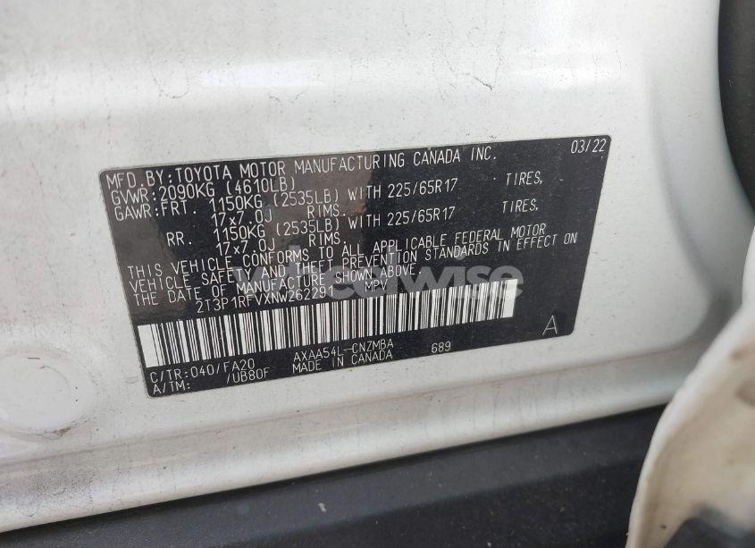 Photo 9 of 2022 Toyota Rav4 XLE (VIN 2T3P1RFVXNW262291)