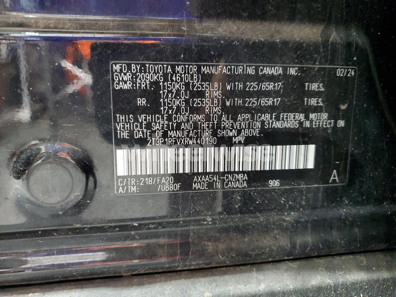 Photo 13 of 2024 TOYOTA RAV4 XLE (VIN 2T3P1RFVXRW440190)