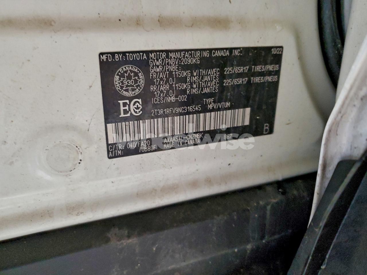 Photo 13 of 2022 TOYOTA RAV4 XLE (VIN 2T3R1RFV9NC316545)