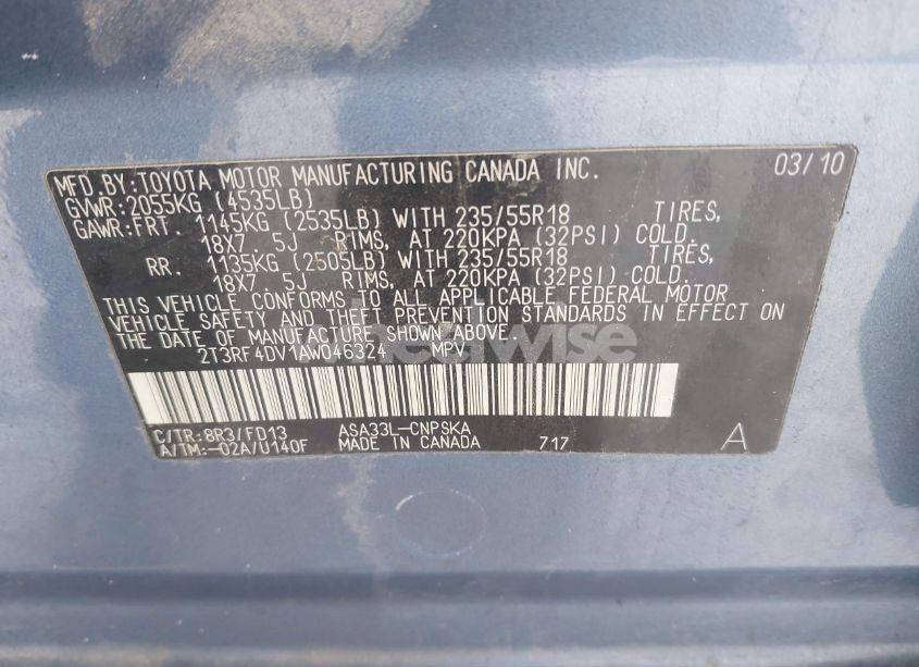 Photo 9 of 2010 Toyota Rav4 SPORT (VIN 2T3RF4DV1AW046324)