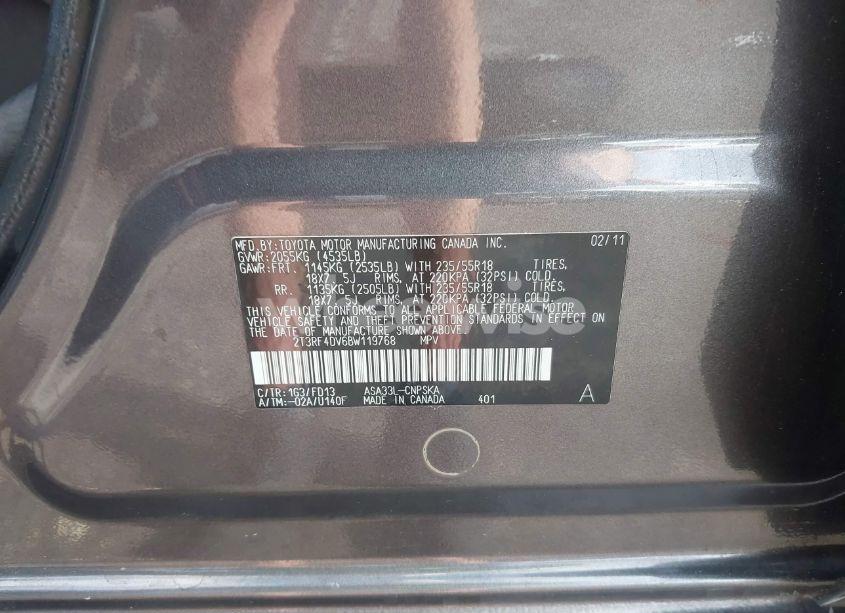 Photo 9 of 2011 Toyota Rav4 SPORT (VIN 2T3RF4DV6BW119768)