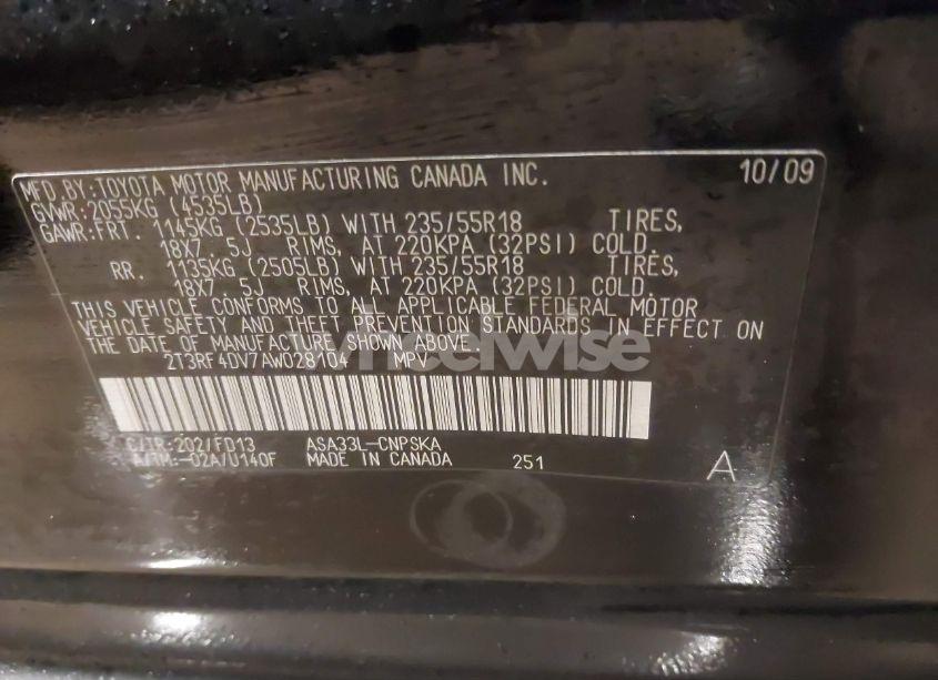 Photo 9 of 2010 Toyota Rav4 SPORT (VIN 2T3RF4DV7AW028104)