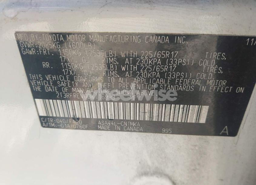 Photo 9 of 2013 Toyota Rav4 XLE (VIN 2T3RFREV0DW116993)