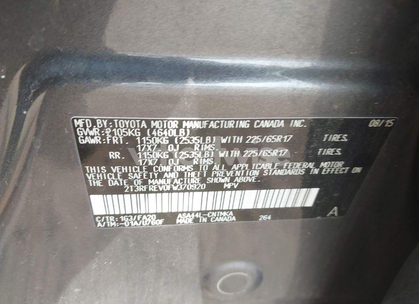 Photo 9 of 2015 Toyota Rav4 XLE (VIN 2T3RFREV0FW370920)