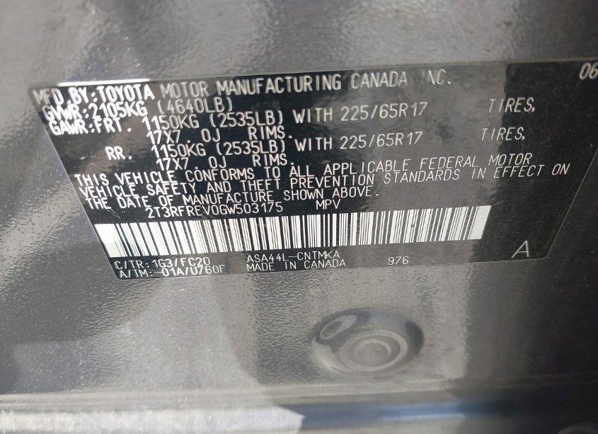 Photo 9 of 2016 Toyota Rav4 XLE (VIN 2T3RFREV0GW503175)