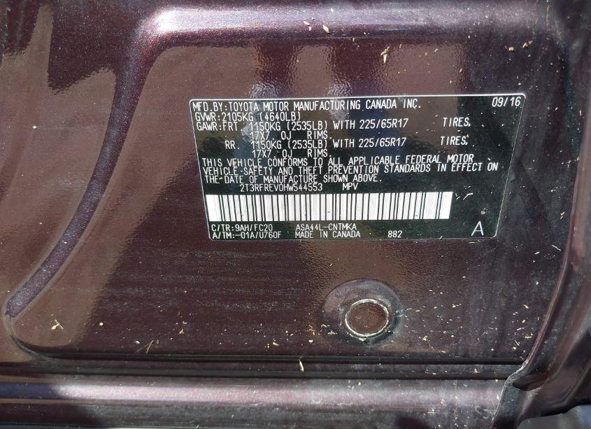 Photo 9 of 2017 Toyota Rav4 XLE (VIN 2T3RFREV0HW544553)