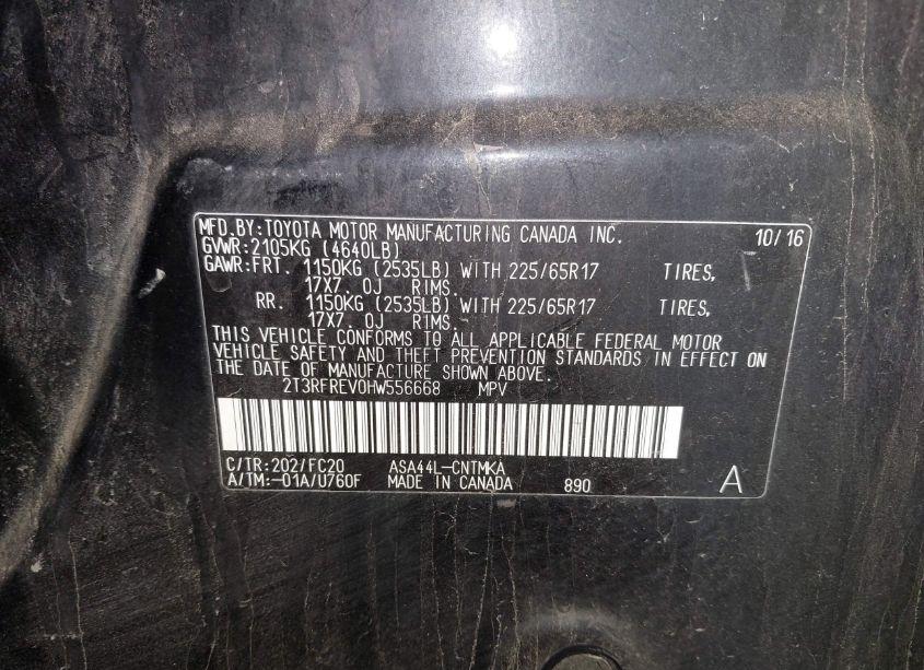 Photo 9 of 2017 Toyota Rav4 XLE (VIN 2T3RFREV0HW556668)