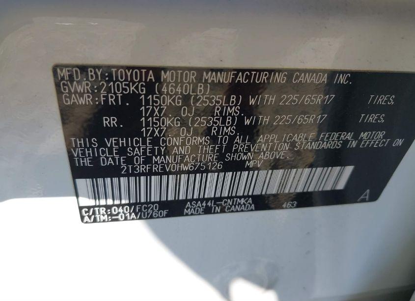 Photo 9 of 2017 Toyota Rav4 XLE (VIN 2T3RFREV0HW675126)