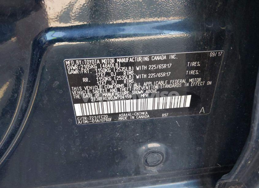 Photo 9 of 2018 Toyota Rav4 XLE (VIN 2T3RFREV0JW704159)