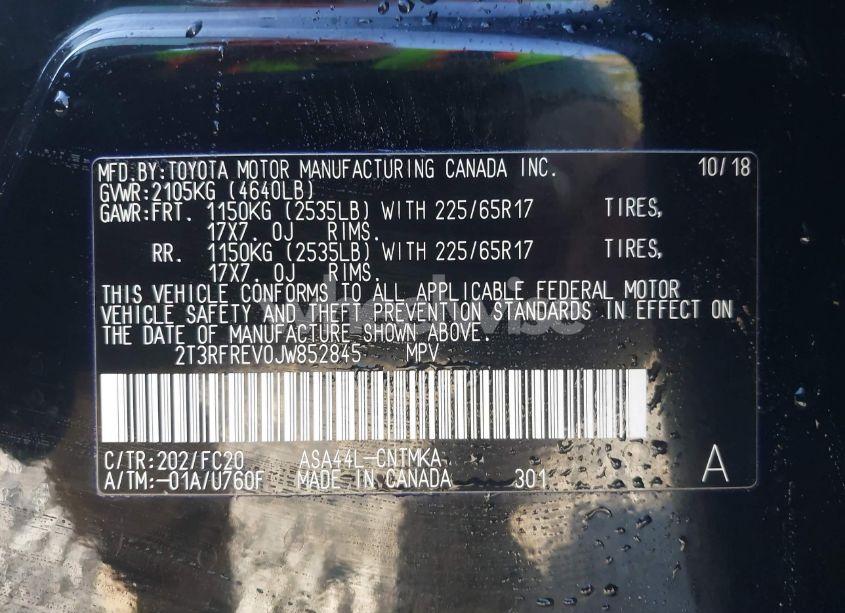 Photo 9 of 2018 Toyota Rav4 XLE (VIN 2T3RFREV0JW852845)