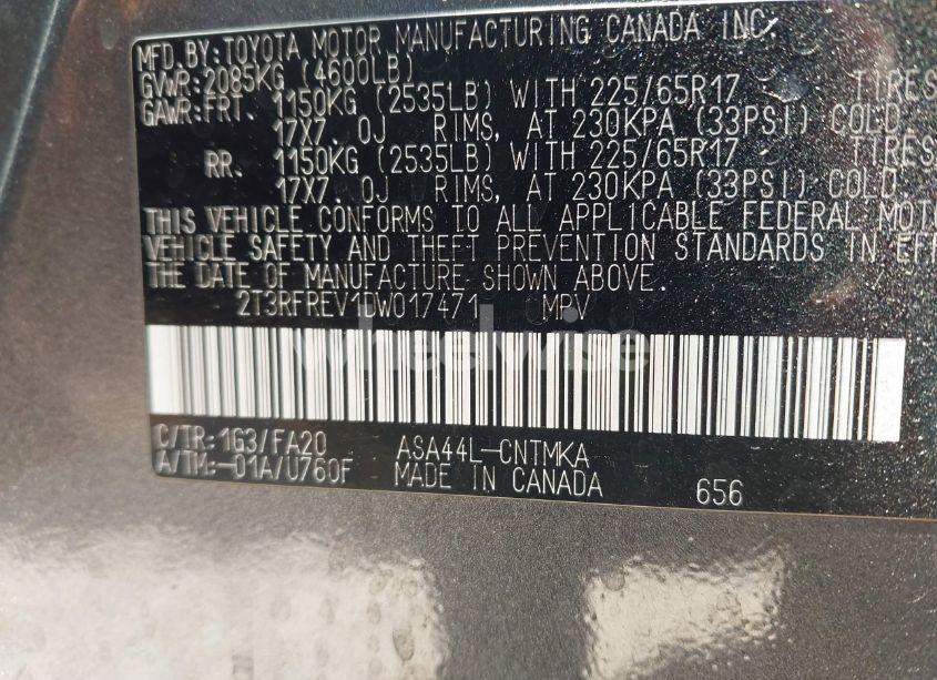 Photo 9 of 2013 Toyota Rav4 XLE (VIN 2T3RFREV1DW017471)