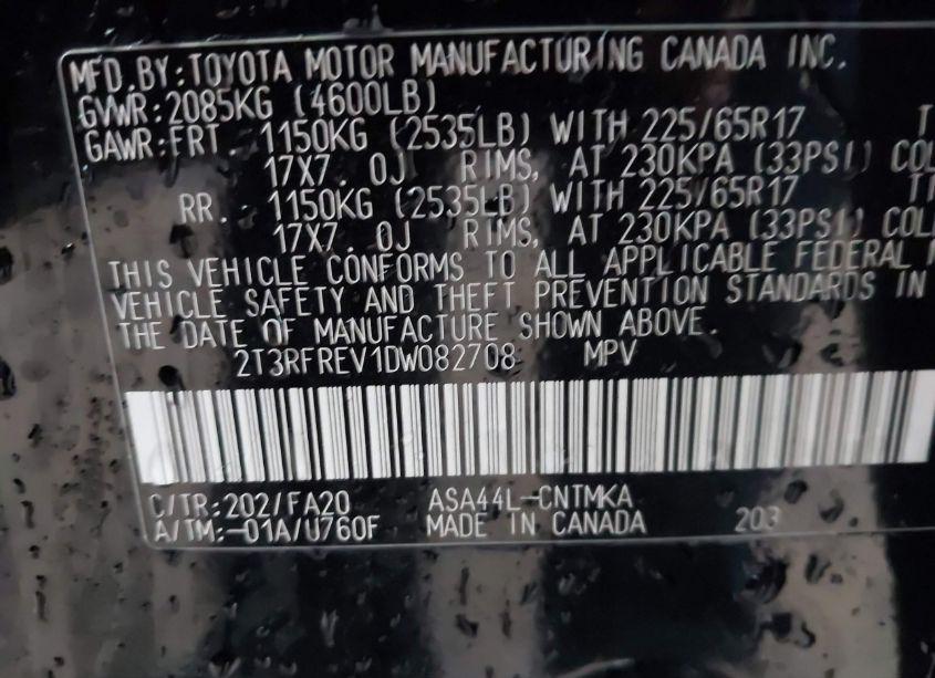 Photo 9 of 2013 Toyota Rav4 XLE (VIN 2T3RFREV1DW082708)