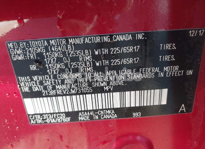 Photo 9 of 2018 Toyota Rav4 ADVENTURE/XLE (VIN 2T3RFREV2JW731055)