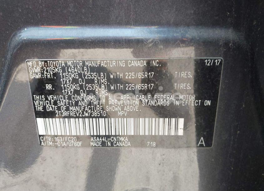 Photo 9 of 2018 Toyota Rav4 ADVENTURE/XLE (VIN 2T3RFREV2JW738510)