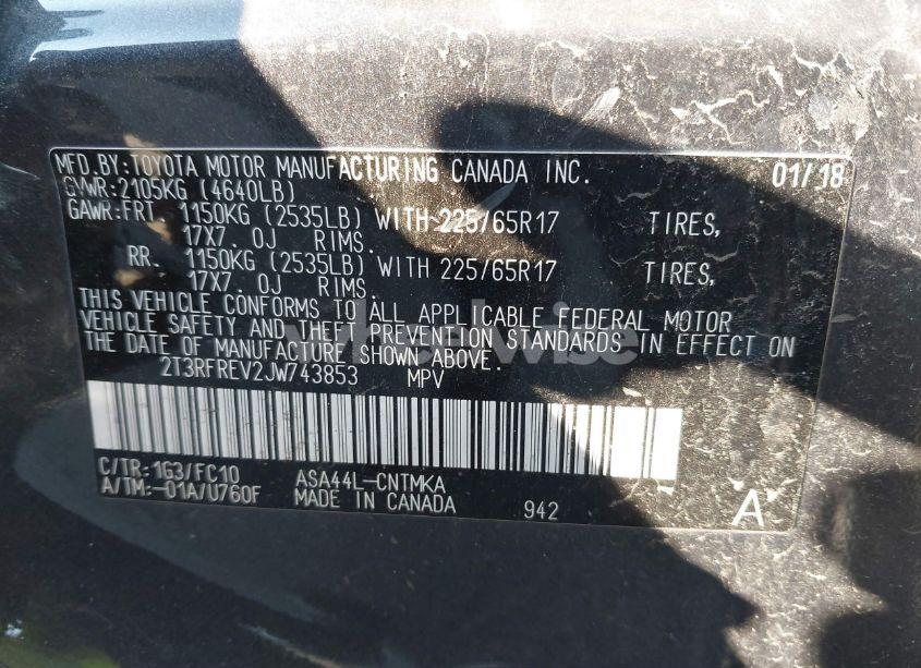 Photo 9 of 2018 Toyota Rav4 ADVENTURE/XLE (VIN 2T3RFREV2JW743853)