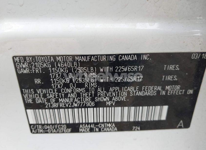 Photo 9 of 2018 Toyota Rav4 ADVENTURE/XLE (VIN 2T3RFREV2JW777906)