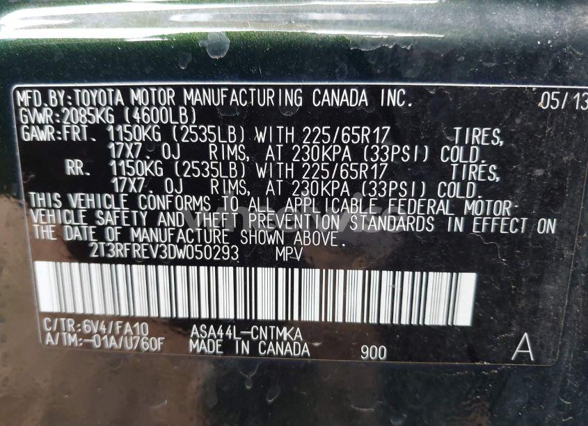 Photo 9 of 2013 Toyota Rav4 XLE (VIN 2T3RFREV3DW050293)