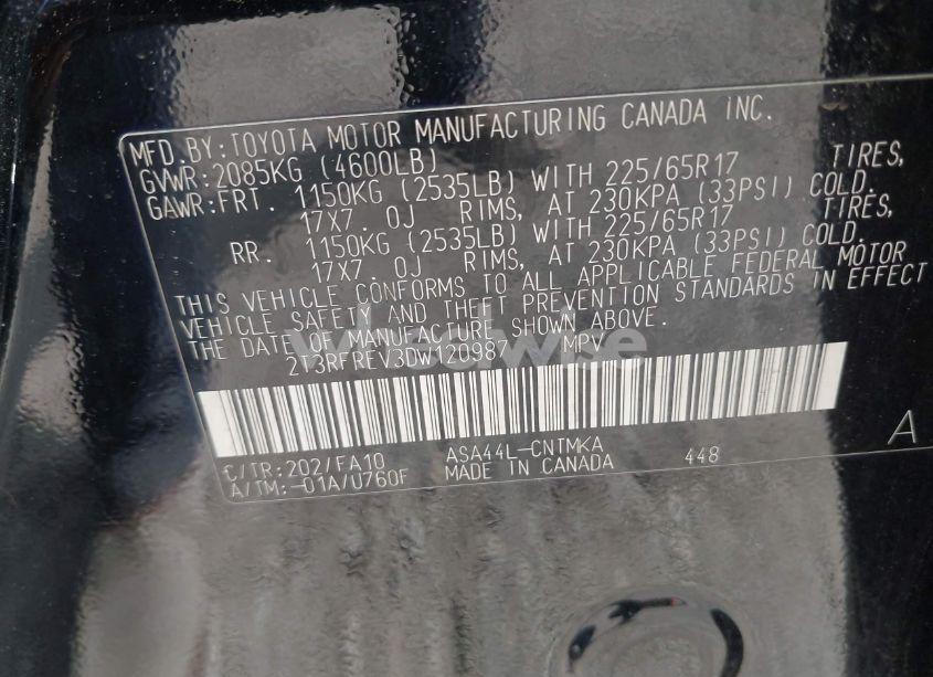 Photo 9 of 2013 Toyota Rav4 XLE (VIN 2T3RFREV3DW120987)