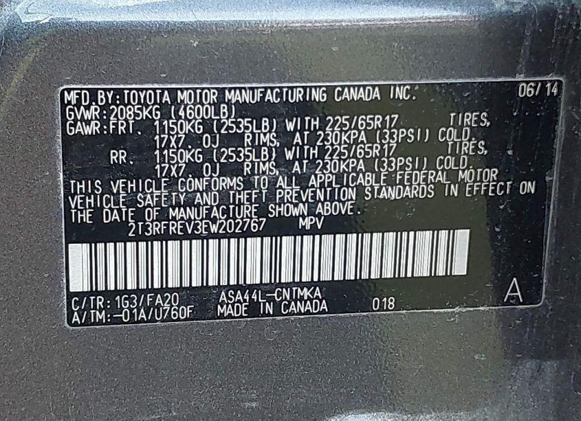 Photo 9 of 2014 Toyota Rav4 XLE (VIN 2T3RFREV3EW202767)