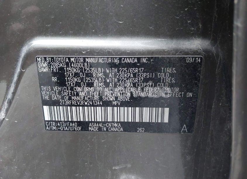 Photo 9 of 2015 Toyota Rav4 XLE (VIN 2T3RFREV3FW241344)