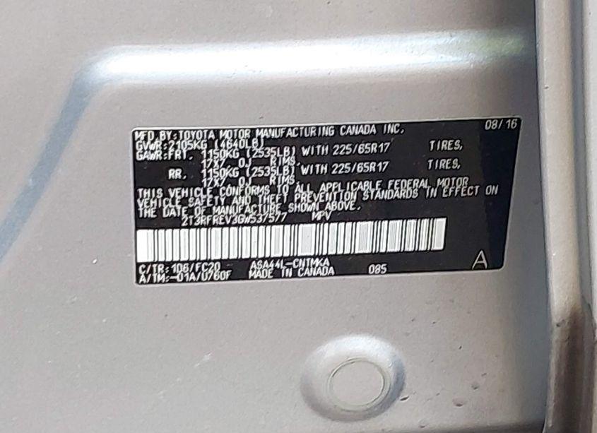 Photo 9 of 2016 Toyota Rav4 XLE (VIN 2T3RFREV3GW537577)