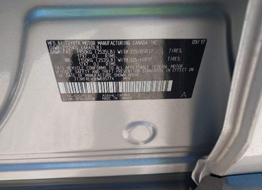 Photo 9 of 2017 Toyota Rav4 XLE (VIN 2T3RFREV3HW695774)