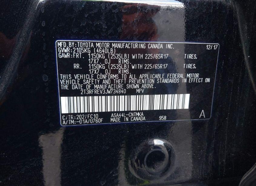 Photo 9 of 2018 Toyota Rav4 XLE (VIN 2T3RFREV3JW734840)